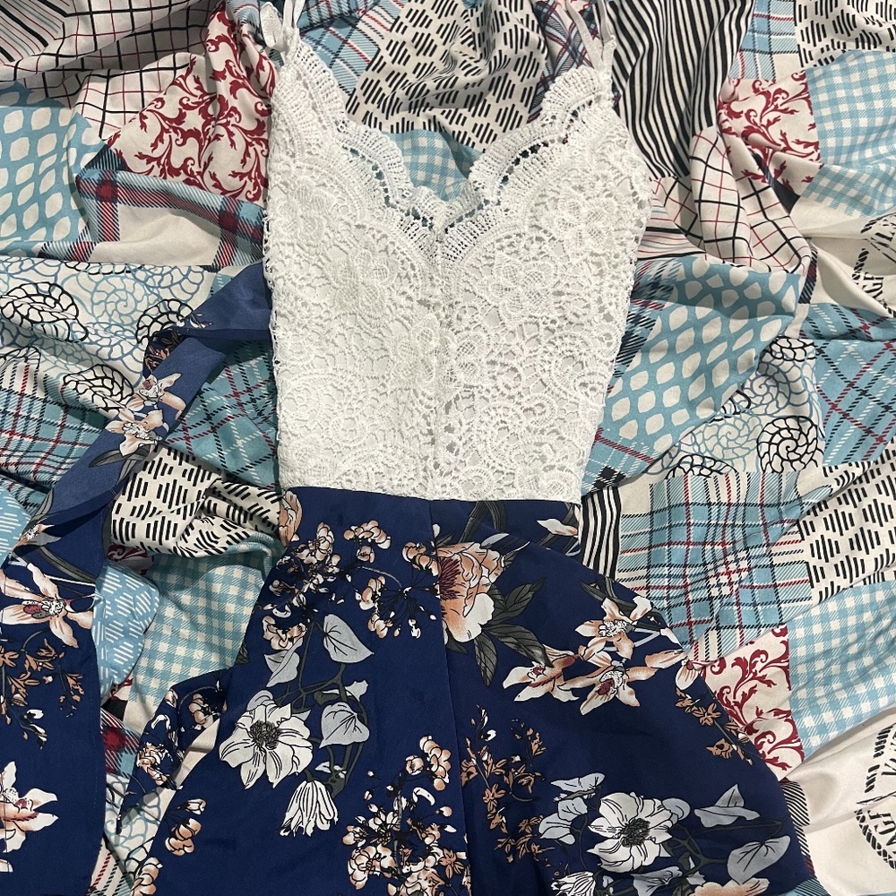 Floral & White Romper